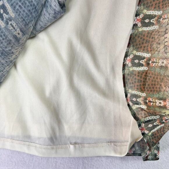 V Christina Dress M Y2K Embellished Scoop Neck Printed Midi Chiffon Witchy Gypsy - Picture 9 of 10